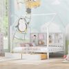 Wooden Full Size House Bed with 2 Drawers,Kids Bed with Storage Shelf, White