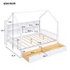 Wooden Full Size House Bed with 2 Drawers,Kids Bed with Storage Shelf, White
