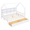 Wooden Full Size House Bed with 2 Drawers,Kids Bed with Storage Shelf, White