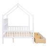 Wooden Full Size House Bed with 2 Drawers,Kids Bed with Storage Shelf, White