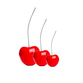 Set of Three Cherries (Option: Large Medium and Small Bright Red)